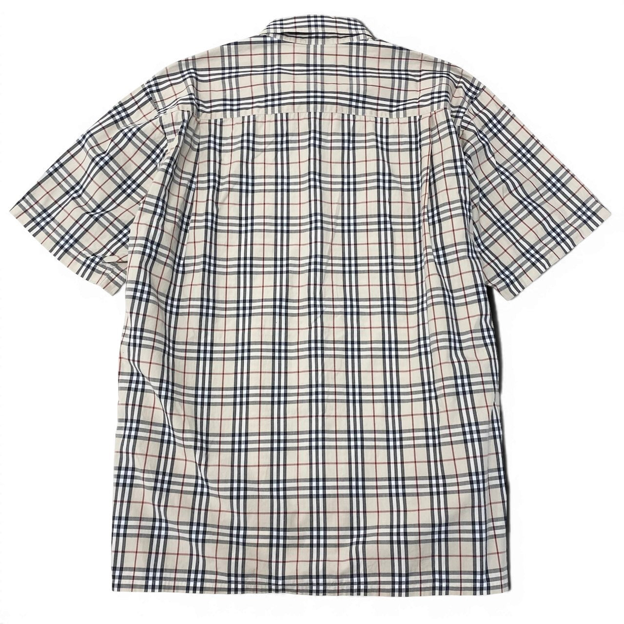 Ig6 BURBERRY LONDON 半袖シャツ チェックシャツ ノバチェック Lサイズ ベージュ系 コットン100％ メンズ 男性用ta2