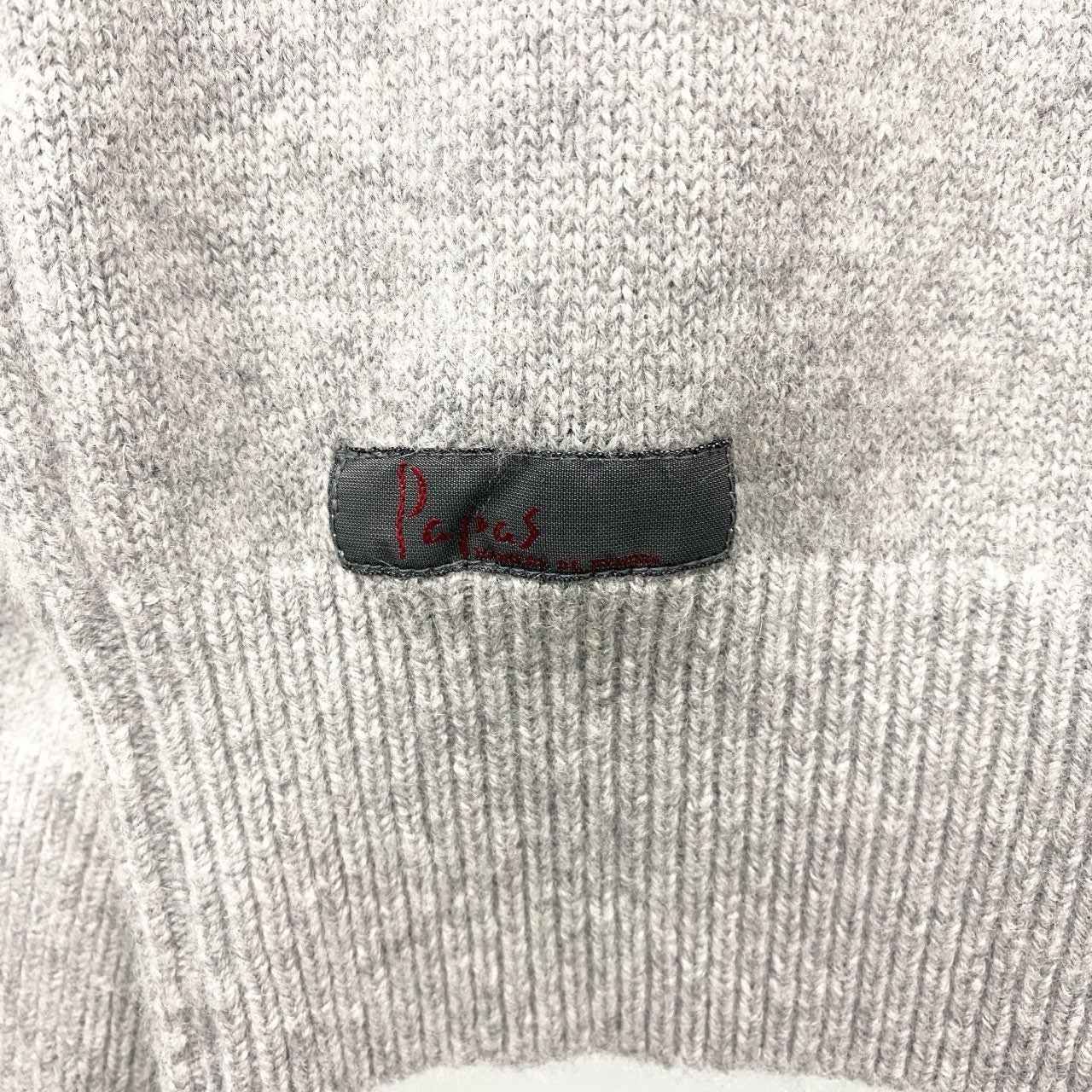 51c13 Papas パパス ロゴパッチ ニットパーカー トップス S グレー カシミヤ混ウール メンズu02t