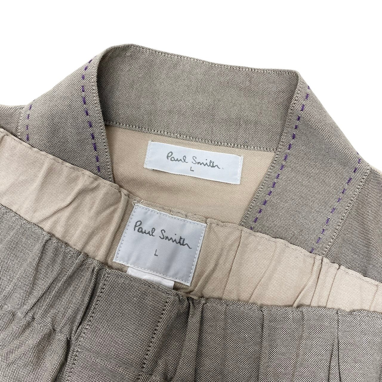 64g4 Paul Smith ポールスミス 作務衣 セットアップ  甚平  Lサイズ グレー ベージュ コットン100％ メンズ 男性用u02t