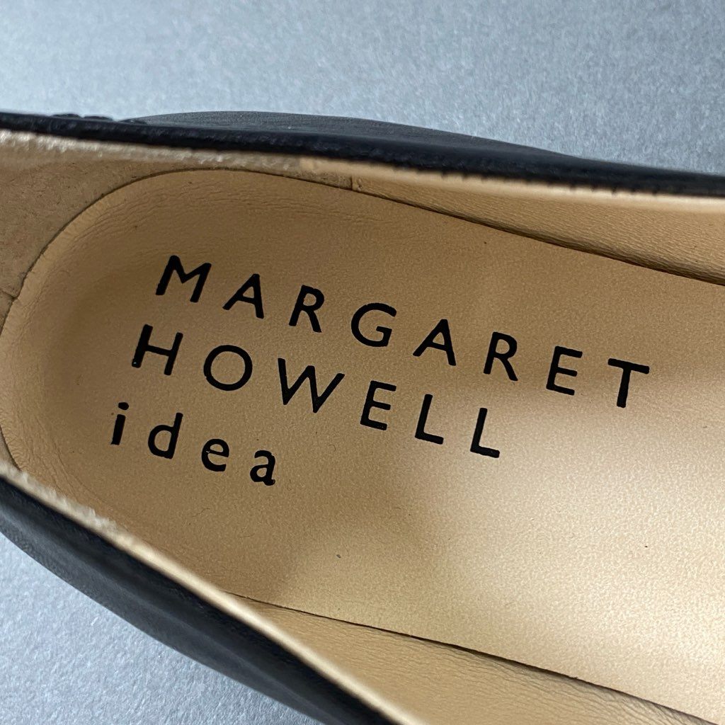 6f30 MARGARET HAWELL idea マーガレットハウエル アイディア レザーシューズ スリッポンシューズ 23.0cm ブラック レザー レディース 革靴 パンプス