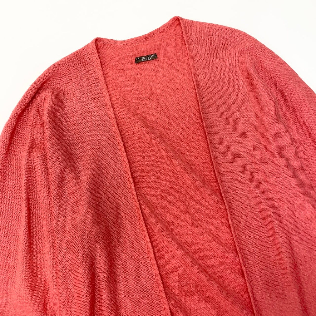 83c27 BOTTEGA VENETA ボッテガヴェネタ 変形ロングスリーブカーディガン バルーン袖 リネンシルク混 Lサイズ ピンク レディース 女性用o07t