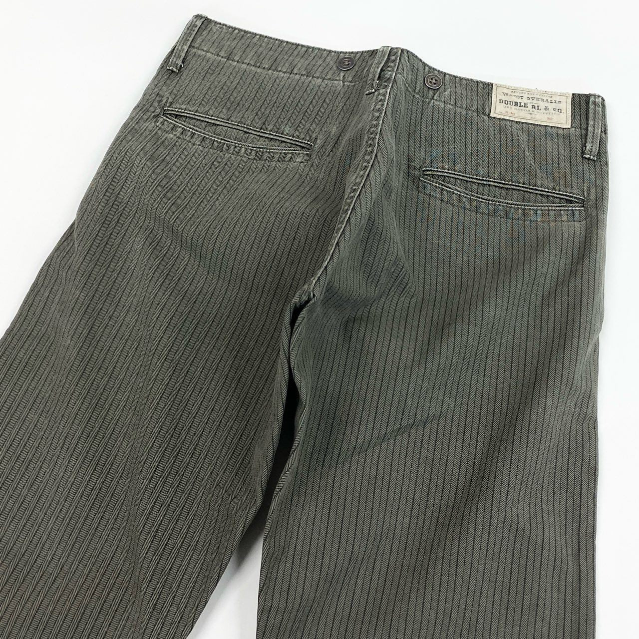 12b19 DOUBLE RL ダブルアールエル RRL ヘリンボーンストライプパンツ サイズ30 グレー WAIST OVERALLSt18r
