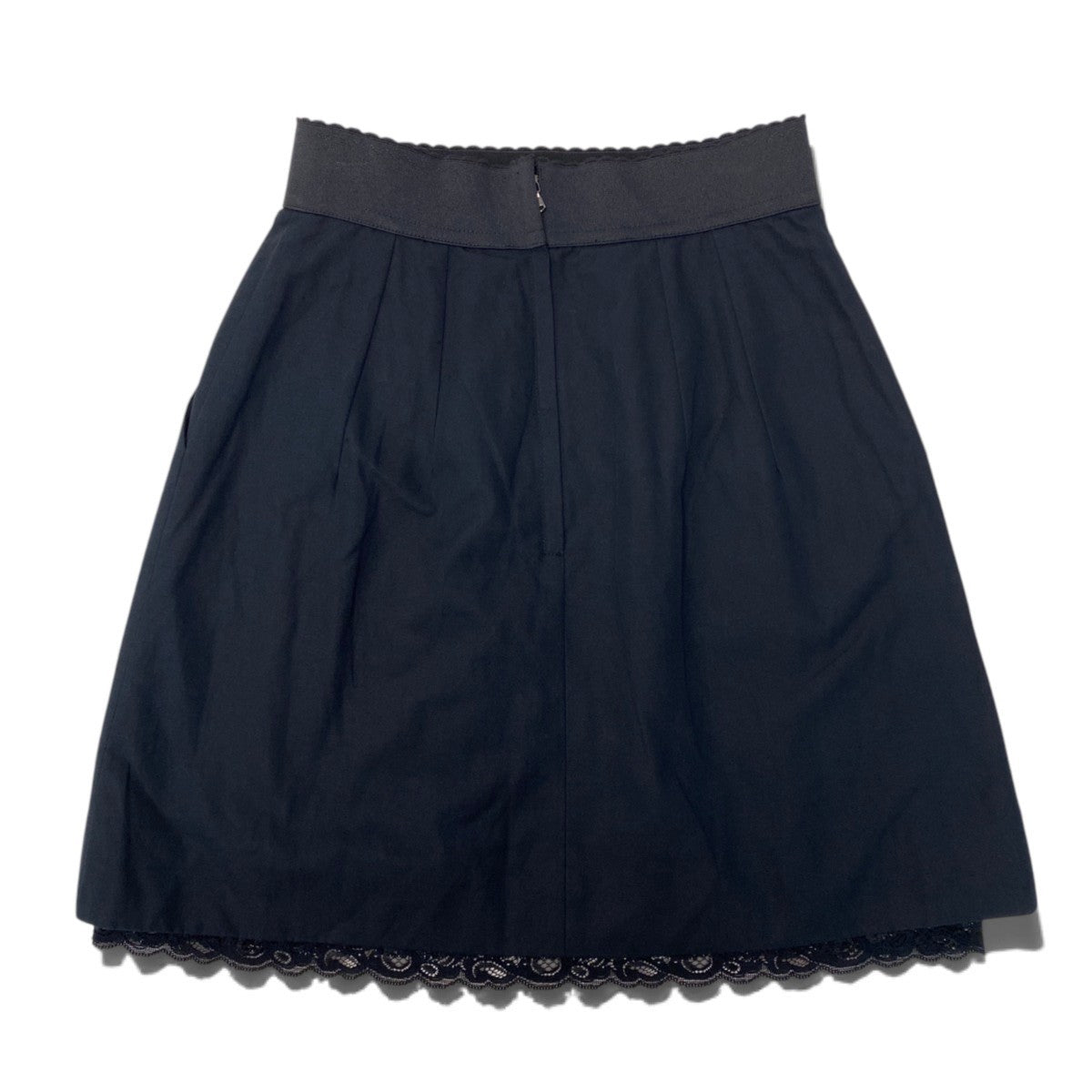 66j4 DOLCE&GABBANA ドルチェアンドガッパーナ ミニスカート  コットンリネン レイヤードレースデザイン イタリア製 36サイズ ブラック レディース 女性用u02t