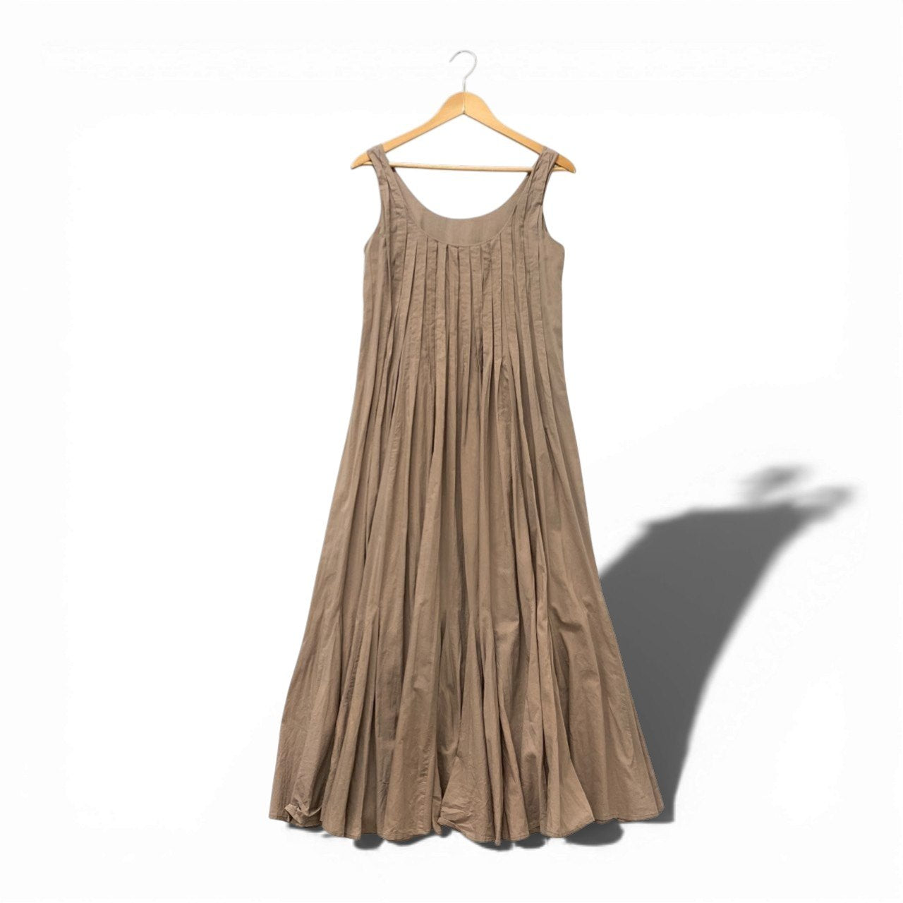 61c6 MARIHA マリハ ノースリーブワンピース フレアワンピース トップス ブラウン コットン レディースu02t