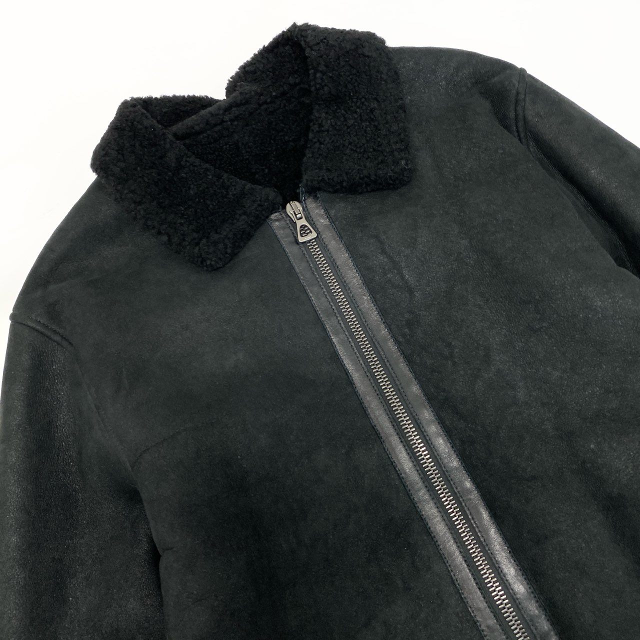 58k22《未使用保管品》 ロンハーマン ＲＨＣ アールエイチシー  ボンバージャケット ムートンジャケット レザー羊革 裏ボア メンズ 紳士服 M ブラックu02t