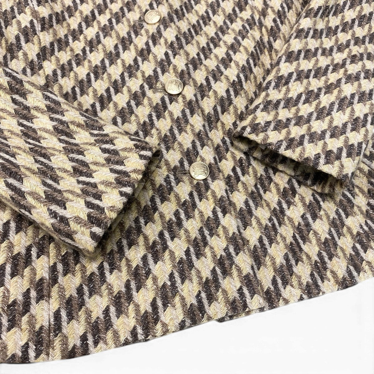 77g23 BURBERRY LONDON BLUE LABEL バーバリーロンドン ブルーレーベル ストライプ柄 ニットジャケット 刻印 金ボタン サイズ38 マルチカラー レディースo07t