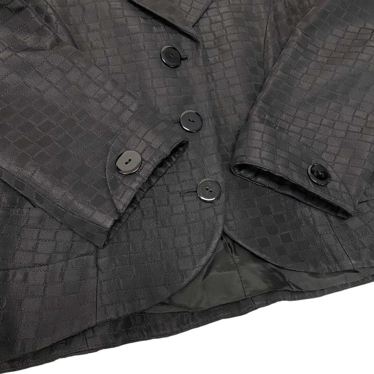 50g4 EMPORIO ARMANI エンポリオアルマーニ テーラードジャケット  総柄 サイズ44 ブラック レディース フォーマルo07t