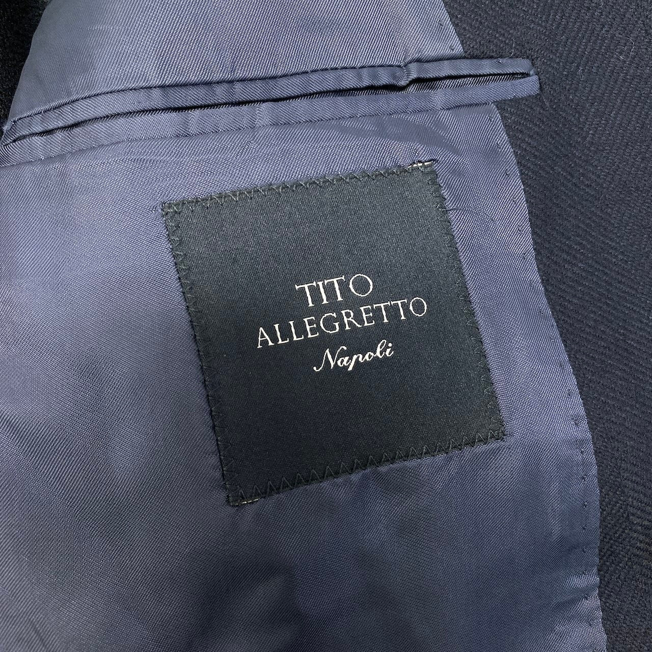 15d12 TITO ALLEGRETTO ティトアレグレット テーラードジャケット ブレザー ダブルブレスト  サイズ46 ブラック ウール100％ メンズ 紳士服o07t
