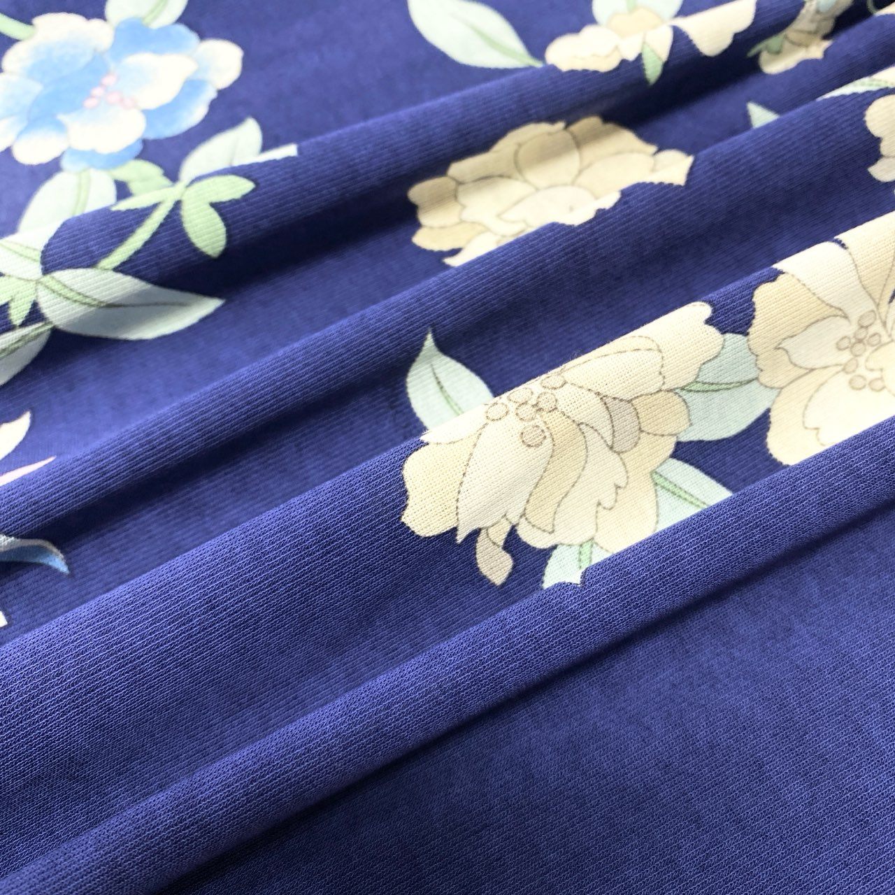 11b6 LEONARD レオナール 半袖チュニックワンピース 美しい花柄プリント  0369802 42サイズ ネイビー ピンク コットン100％ レディース 女性用u02t