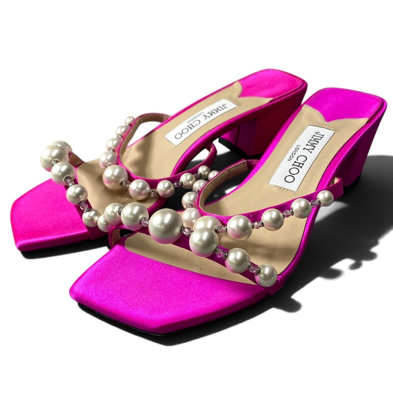 h10 JIMMY CHOO AMARA45 パール サンダル イタリア製 36サイズ ピンク レディース 女性用k02i