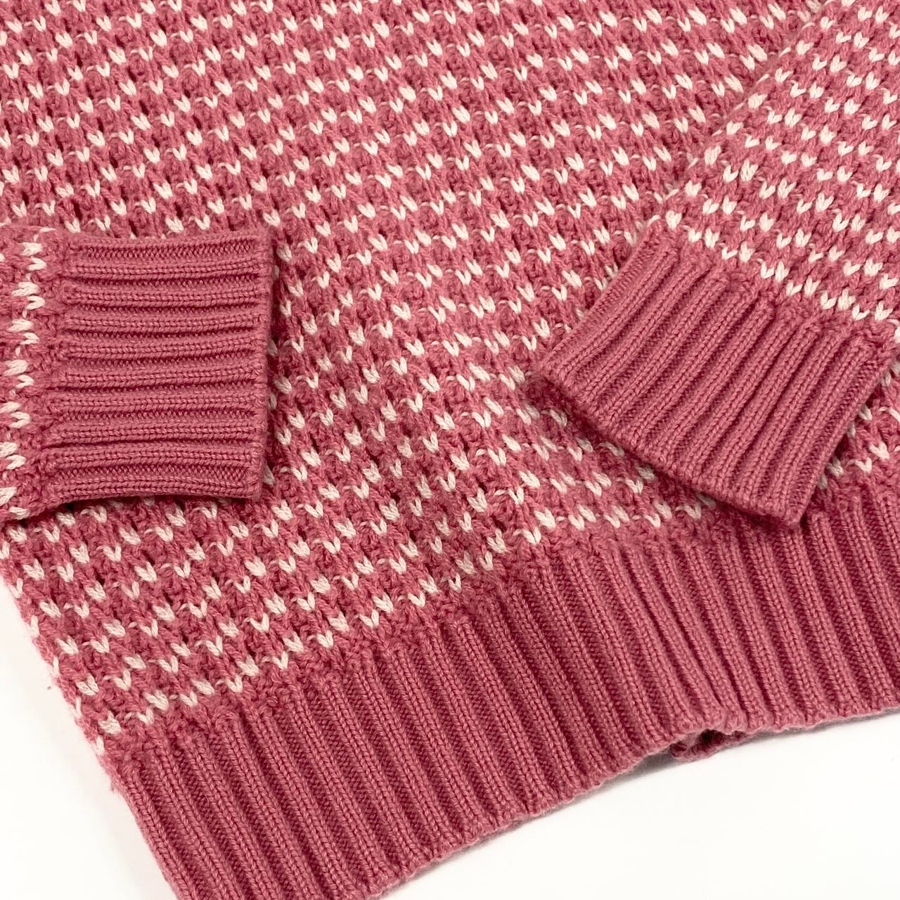 e1 Loro Piana カシミヤニットセーター Vネック イタリア製 40サイズ ピンク ホワイト カシミヤ100％ レディース 女性用ta1