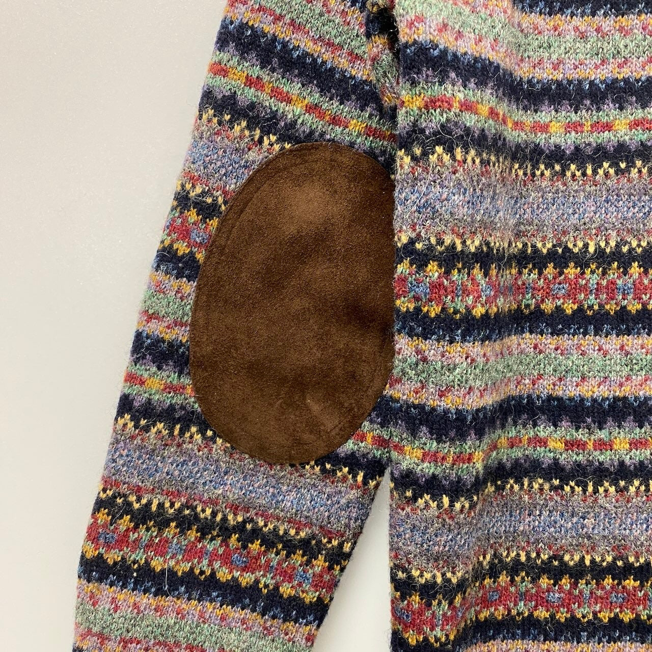 73e18 JUNYA WATANABE COMME des GARCONS ジュンヤワタナベ コムデギャルソン AD2012 ロングスリーブニットワンピース エルボーパッチ 総柄 Mサイズ マルチカラー ウール100％ レディース 女性用u02t
