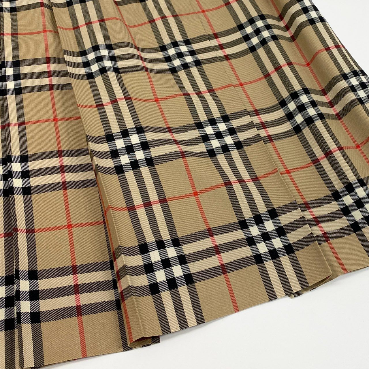 11b20 Vintage Burberrys バーバリーズ ヴィンテージ ノバチェック フレアスカート タックプリーツ 13AR ベージュ系 ウール レディースu02t