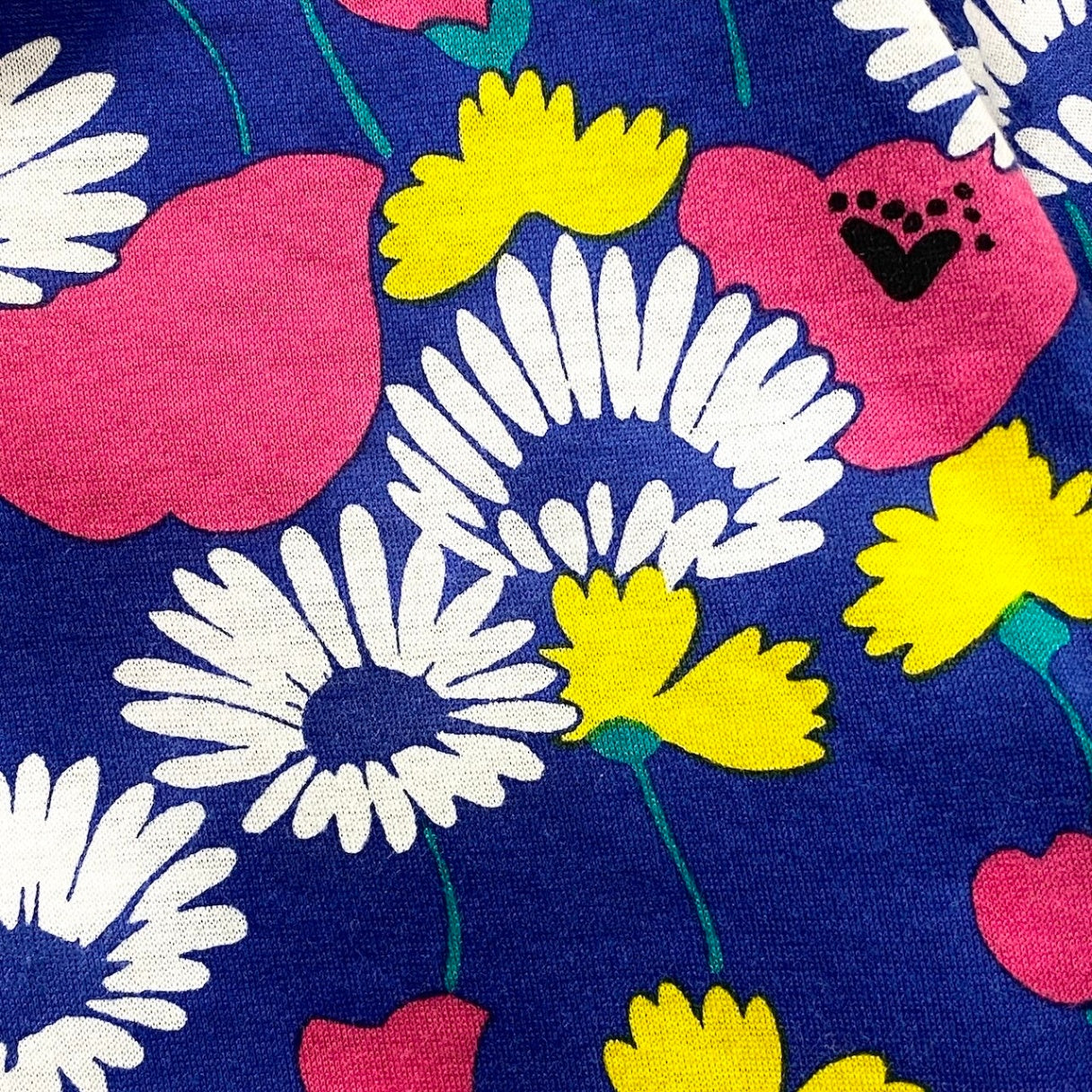 58g7 YVES SAINT LAURENT イヴサンローラン フラワープリント Tシャツ 半袖カットソー フリルネック サイズM ブルー コットン100％ レディースo07t