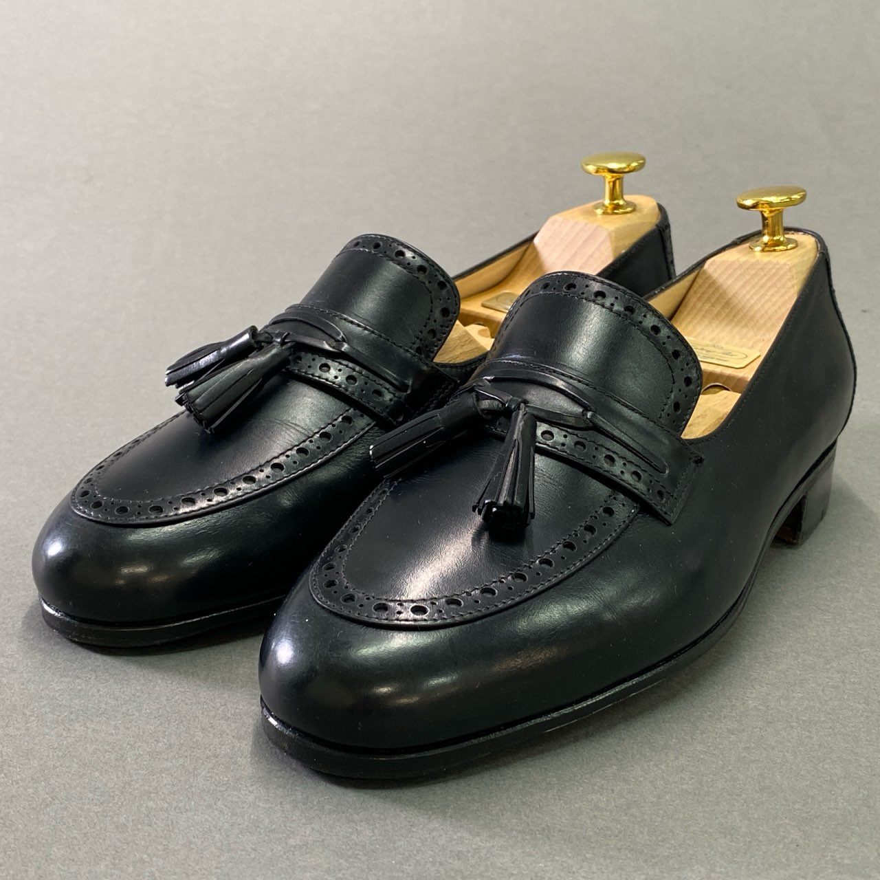 1d21 《美品》 TANINO CRISCI タニノクリスチー タッセルローファー 5 1/2 ブラック レザー ドレスシューズ イタリア製 ビジネス フォーマル