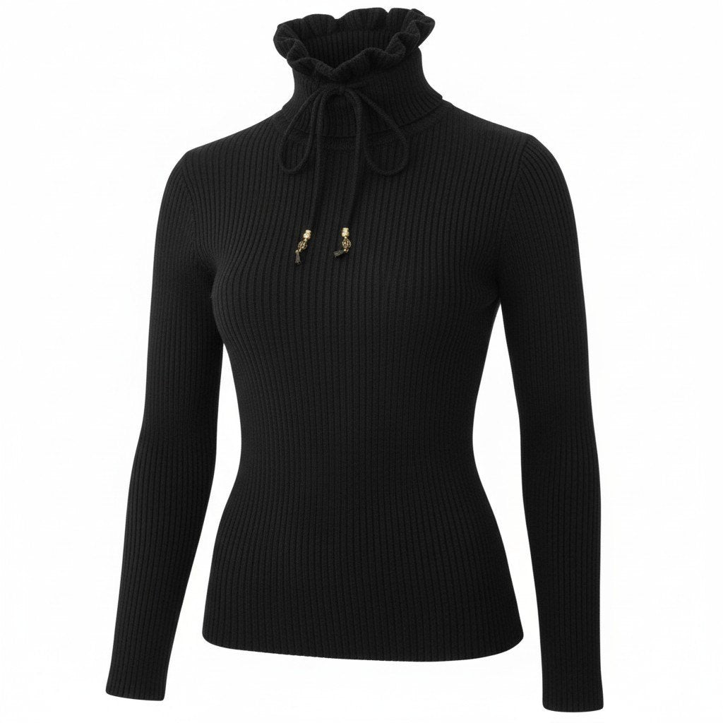 Ec30 《美品》 GUCCI グッチ ドローコード タートルネックニット Turtle Neck Drawcord Knit Sweater サイズS ブラックt18r