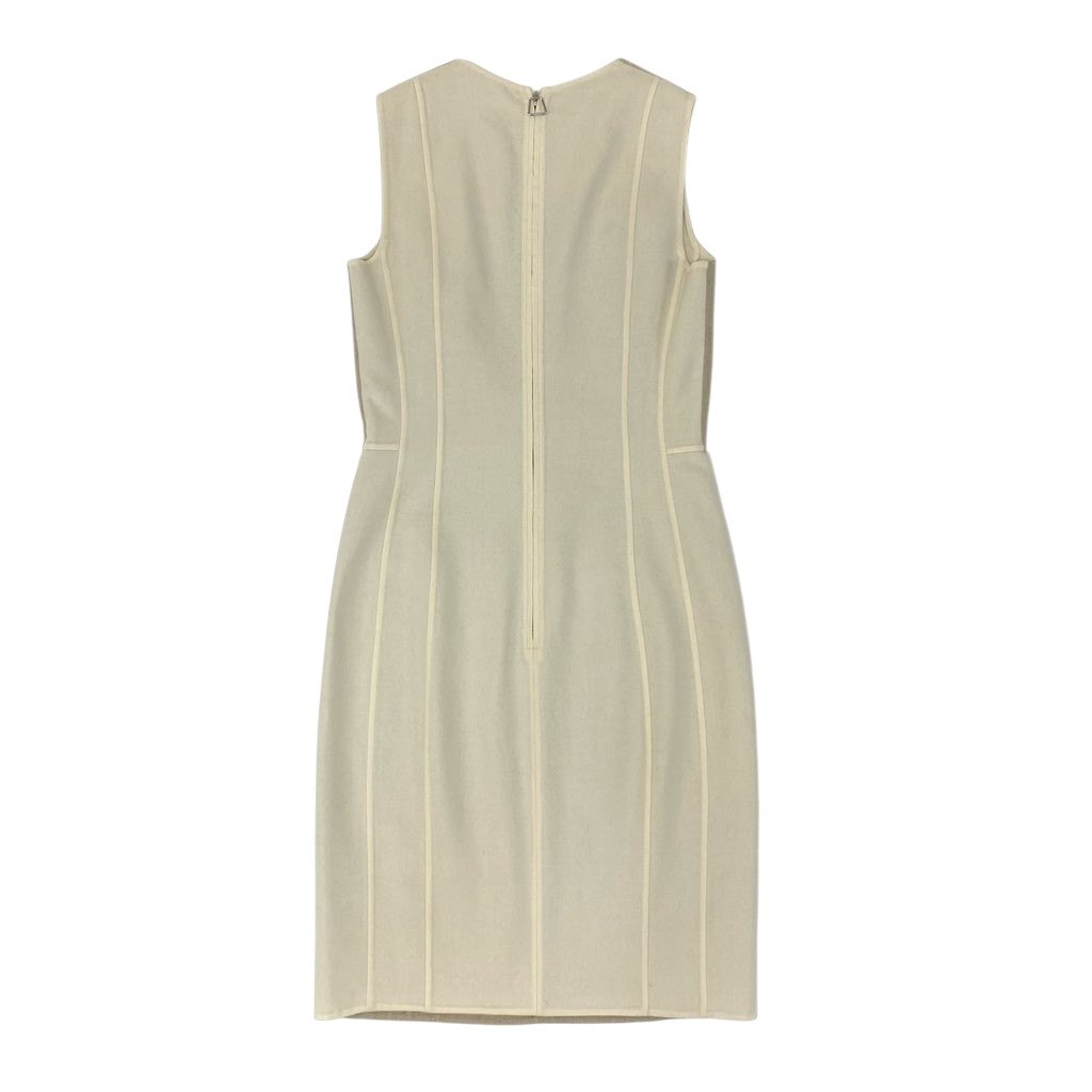 81L15 AKRIS アクリス ノースリーブワンピース バイカラーワンピース ウールワンピース 40サイズ ベージュ アイボリー ウール100％ レディースu02t