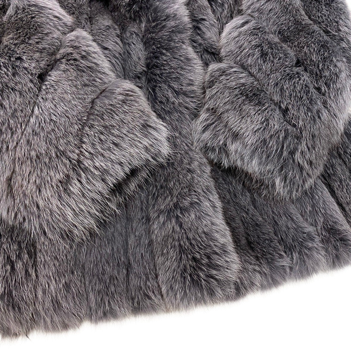90h8 SAGA FOX サガフォックス 銀サガ 袖段 染め ブルーフォックス ファーコート F グレー 最高級本毛皮 Dyed Fox Fur Coatt18r