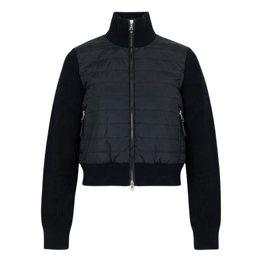 Ej19 PRADA プラダ 二ット切替 ジップアップジャケット サイズ38 ブラック レディースu02t