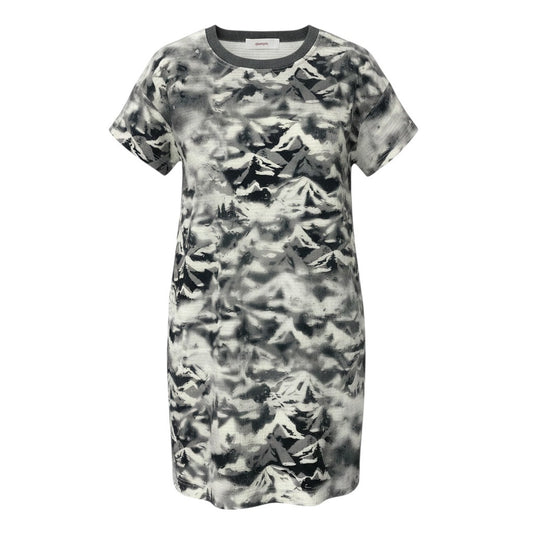 26e8 【美品】 chalayan フセイチャラヤン ショートスリーブ プリントワンピース 雪山 ストレッチ サイズS グレー系 レディース 女性用u02t