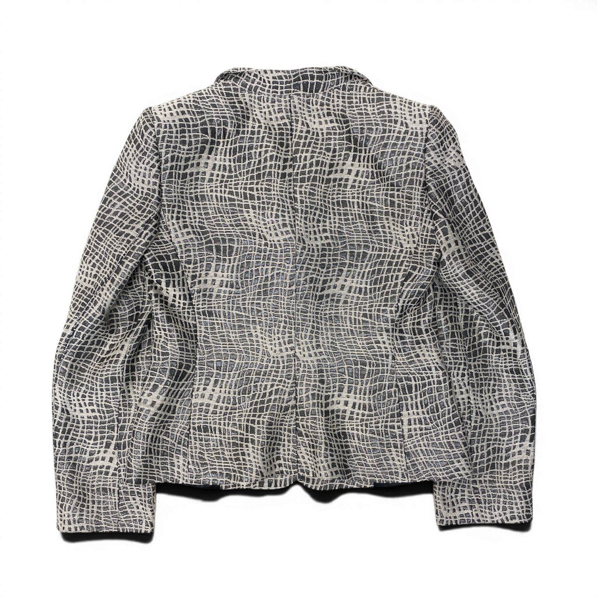 Ef25 ARMANI COLEZIONI アルマーニコレツィオーネ テーラードジャケット 総柄 サイズ42 グレー ベージュ レディースo07t