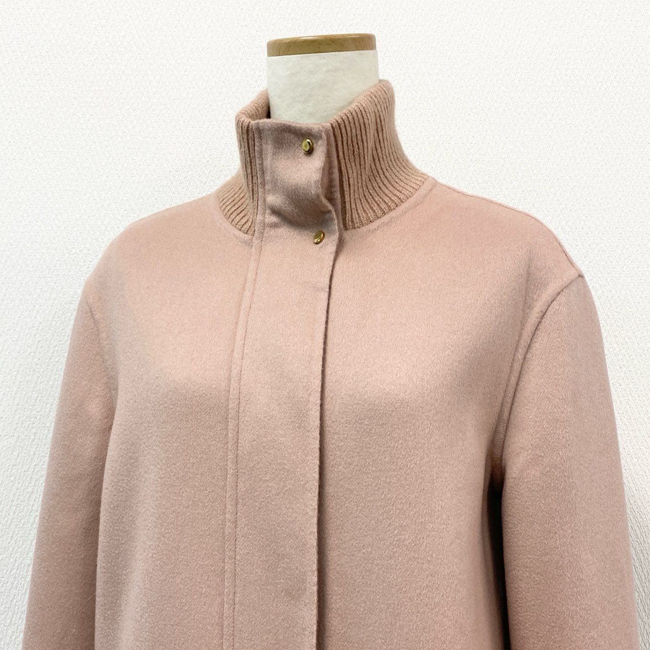 72a14 《美品》 AGNONA アニオナ カシミヤ100％ ジップコート 38 ピンク イタリア製 ハイネック アウター 冬