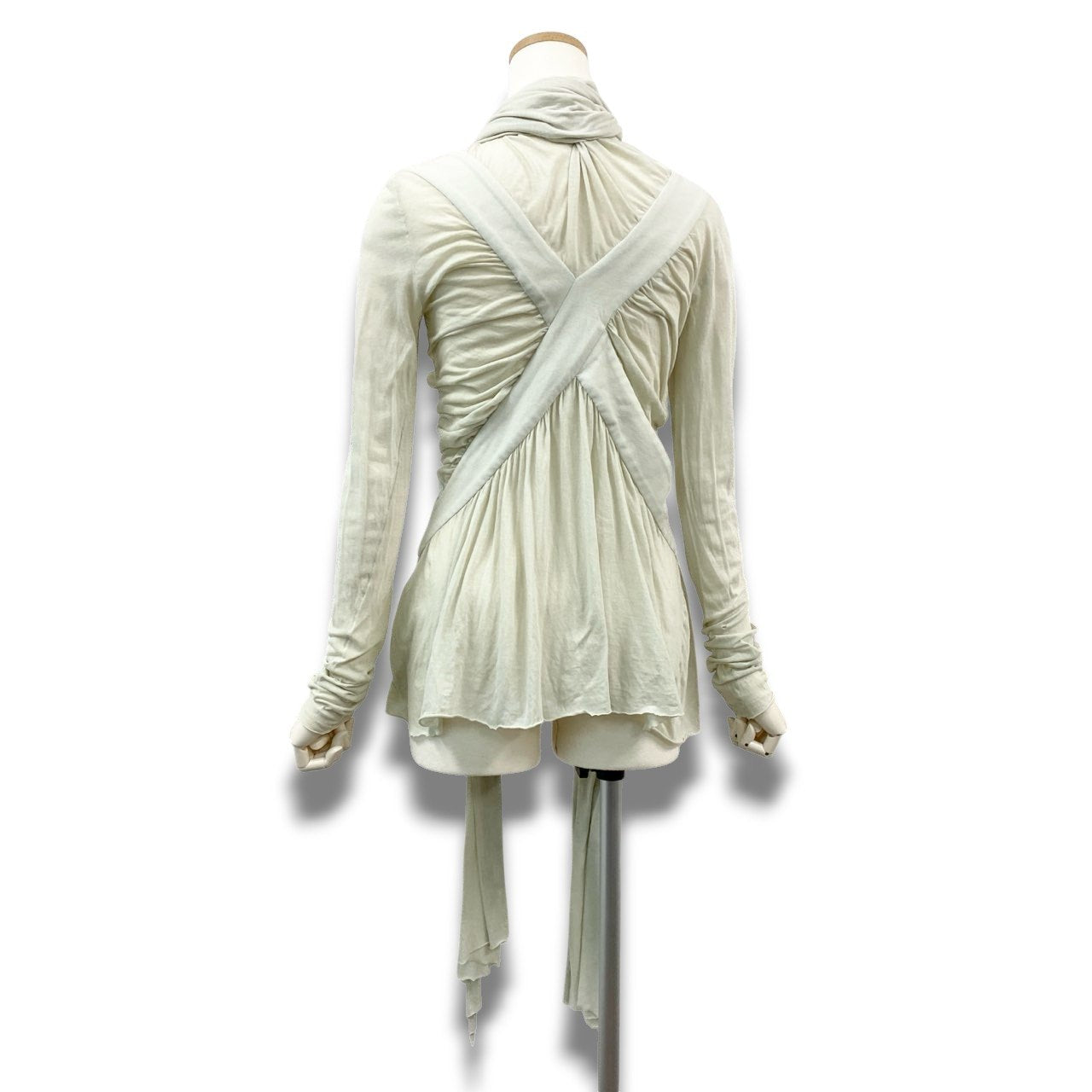 Ac2　Vintage BALENCIAGA バレンシアガ LE DIX 変形カットソー ロングスリーブ トップス S アイボリー コットン レディースu02t