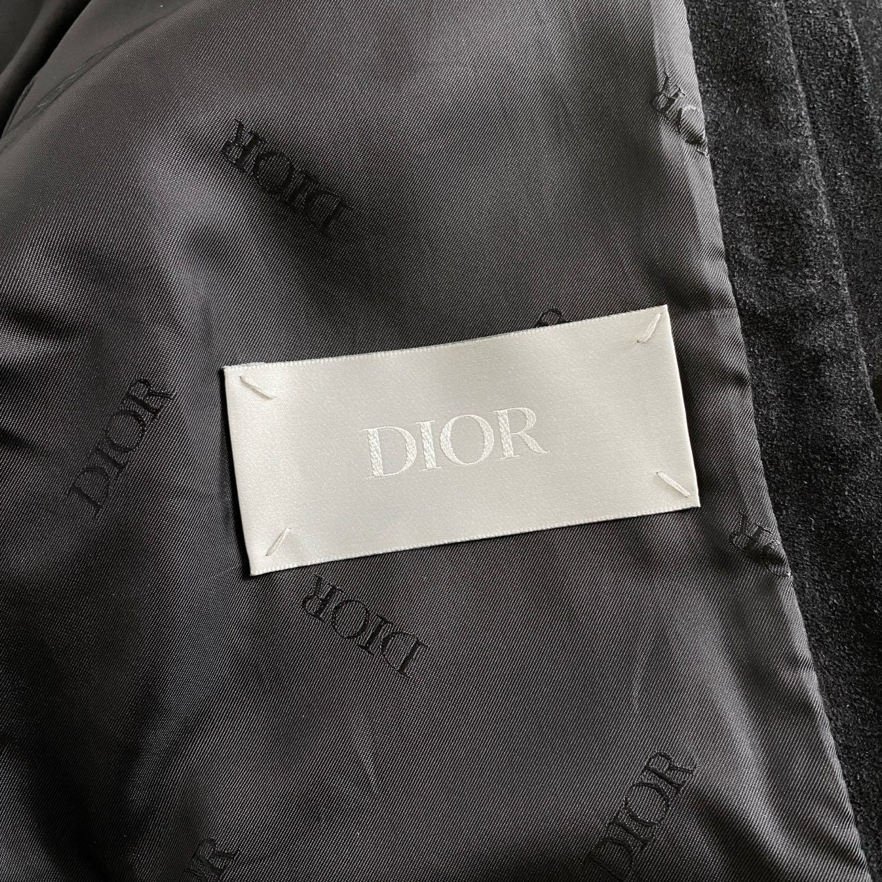 83h13 DIOR HOMME ディオールオム ロゴテープ クラシックレザーボアブルゾン レザージャケット 213L437A0487 サイズ48 ブラック スウェード メンズ 国内正規