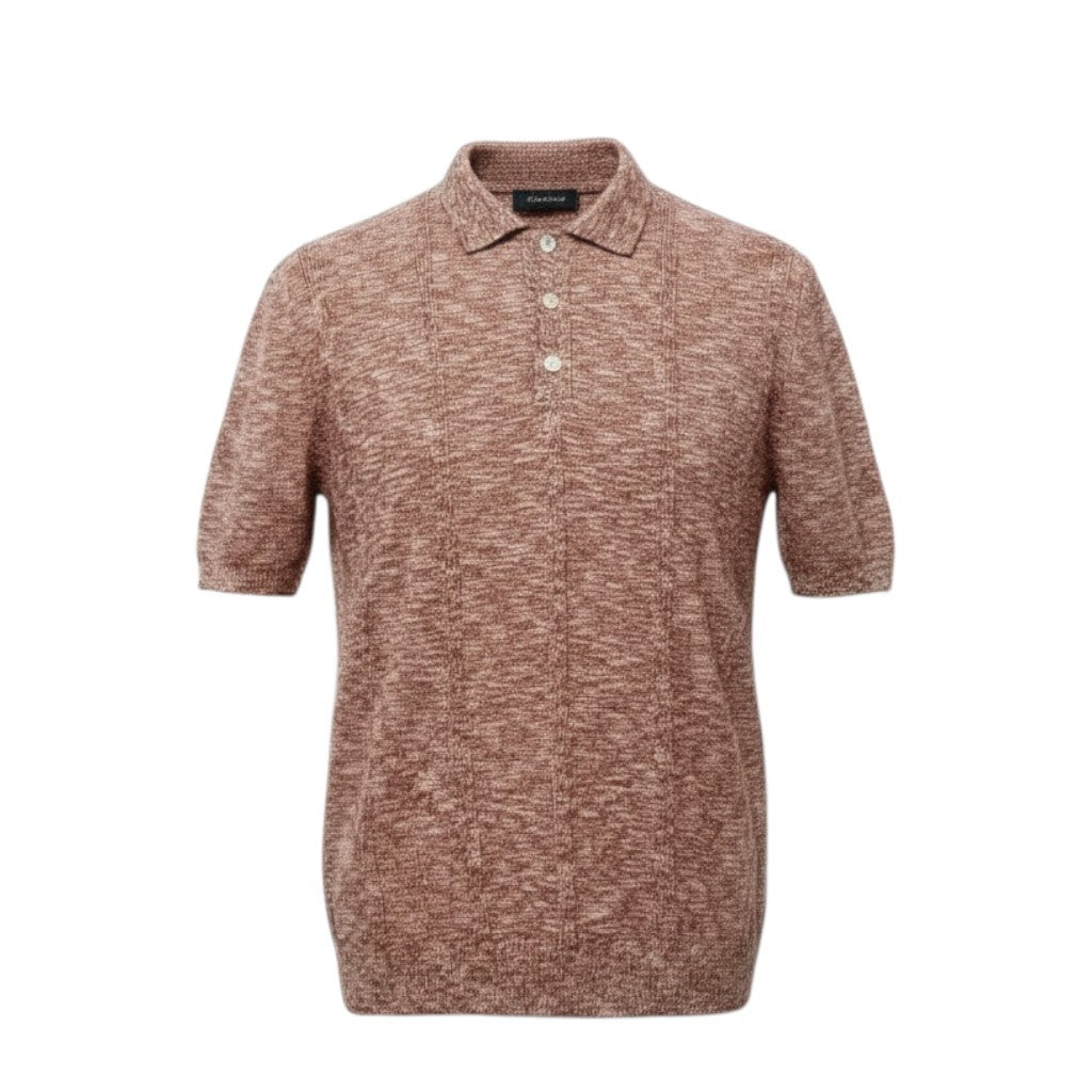 6c20 《美品》 LARDINI ラルディーニ サマーニット ニットポロシャツ トップス S レッド系 コットン メンズ イタリア製u02t