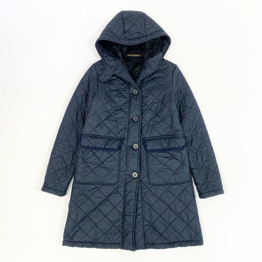 41j29 《美品》MACKINTOSH マッキントッシュ キルティングコート  内側ボア アウター 36サイズ ネイビー レディースu02t