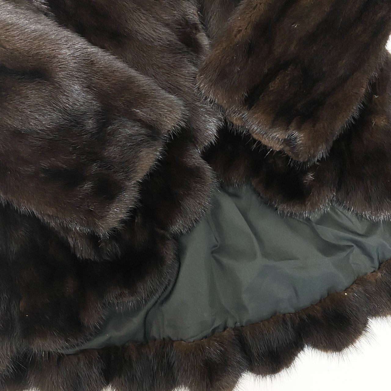 42b27 EMBA エンバ サークル型 デミバフミンク ファーコート サイズ13 ブラウン 本毛皮 フリルデザイン Circle Mink Fur Coatt18r