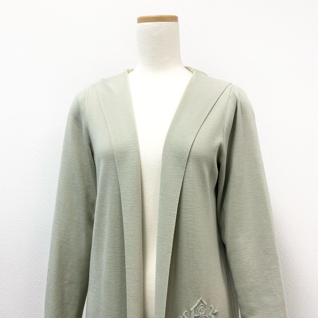 21k11 《極美品》 FOXEY フォクシー Knit Cardigan Amaryllis アマリリス 銀座本店限定カラー フーデッド ニットカーディガン ロング レディース 女性用 43048 パールグリーン ウール100％u02t