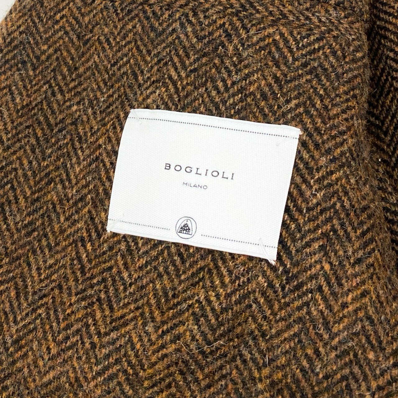 76g4 【美品】BOGLIOLI ボリオリ ヘリンボーン 3B ツイードジャケット テーラードジャケット サイズ42 ブラウン メンズ ドレスジャケット