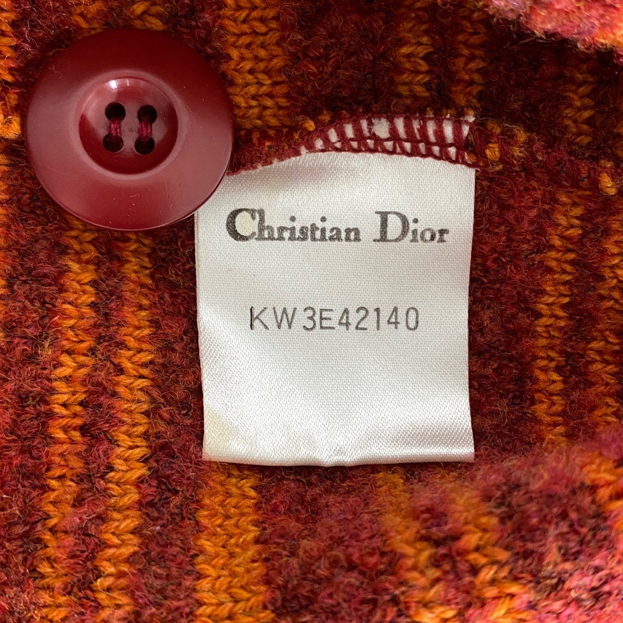 84h28 Christian Dior クリスチャンディオール ヴィンテージ シャギーニット ロングカーディガン ニットカーディガン ガウン M オレンジ系 レディース 婦人