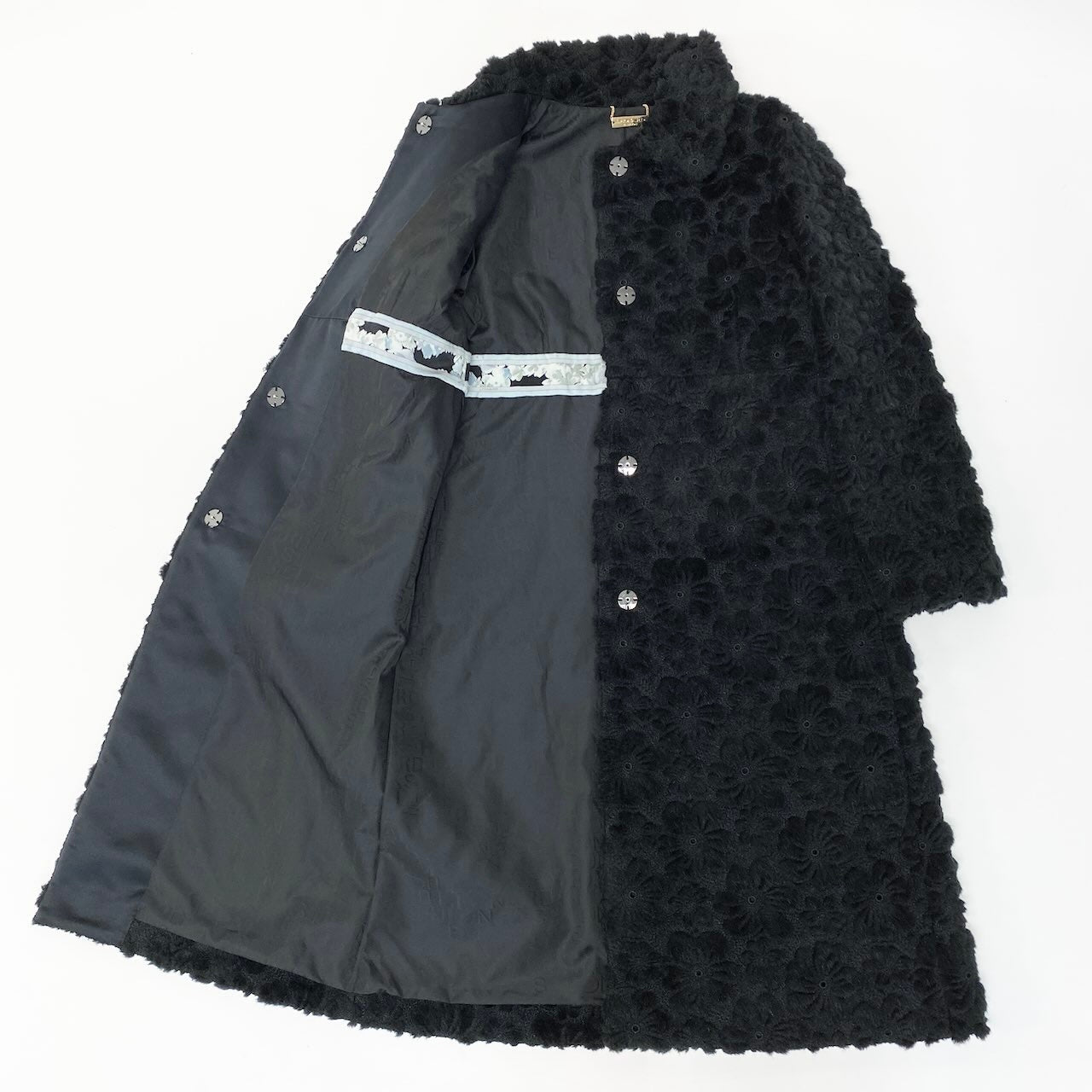 49d5 《極美品》 LEONARD FASHION レオナール OPERA オペラ フラワーモチーフ ジャカードコート 0348018 サイズ3 ブラック 日本製t18r