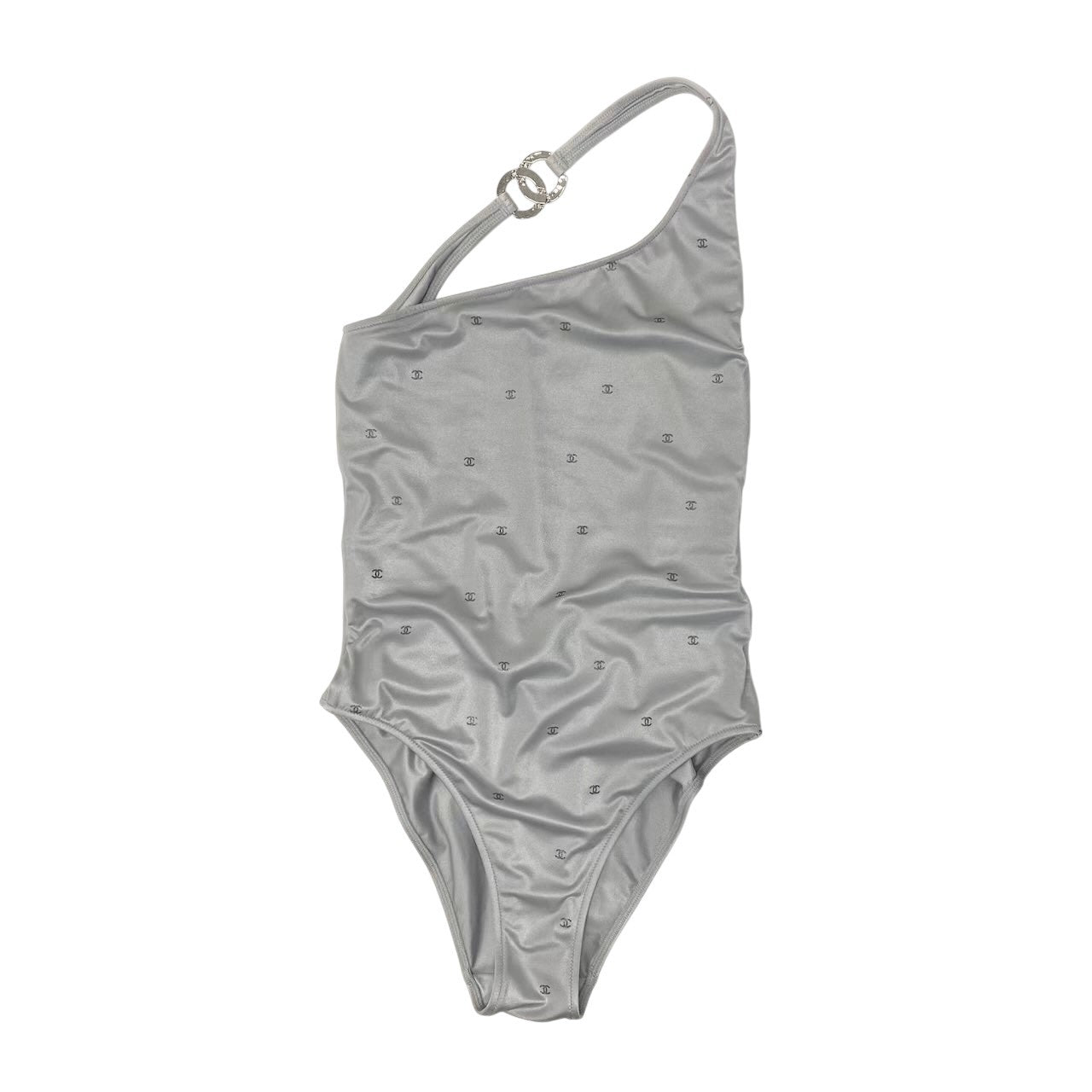 80e12 CHANEL シャネル スイムウェア 水着 ココマーク ココビーチ イタリア製 P76192V67966 NS829 34サイズ グレー レディース 女性用k02i