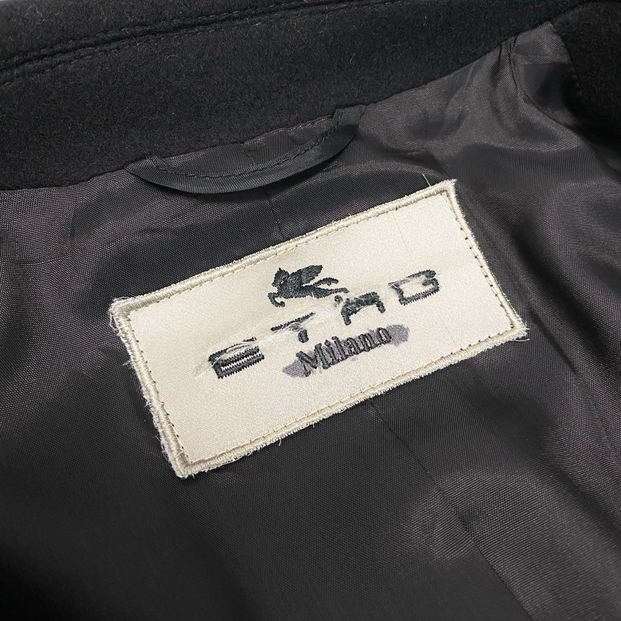 82a15 ETRO エトロ チェスターコート ロングコート ペイズリー 刺繍 ウールブレンド イタリア製 レディース 女性用 サイズ42 ブラックu02t