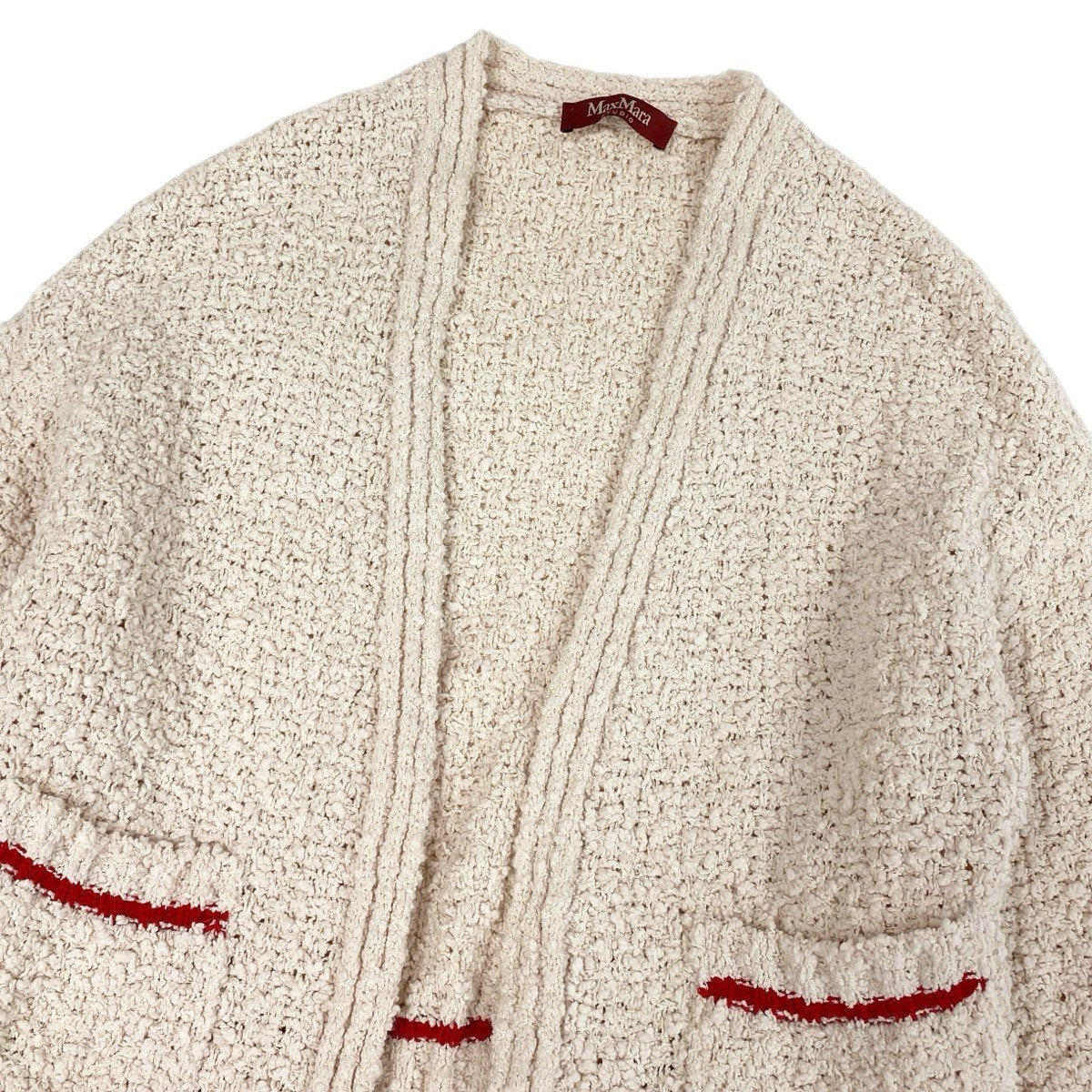 Ii3 【極美品】 Max Mara STUDIO マックスマーラ ステューディオ 2022 スラブヤーニニット カーディガン Ⅿ ベビーピンク レディースk02i