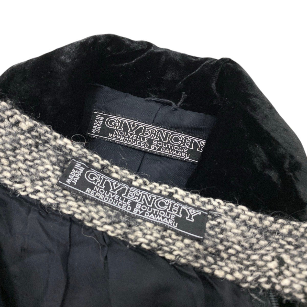 91h3 GIVENCHY ジバンシー ベロア切替ツイードセットアップ ジャケット スカート 8サイズ アイボリー ブラック レディース 女性用u02t
