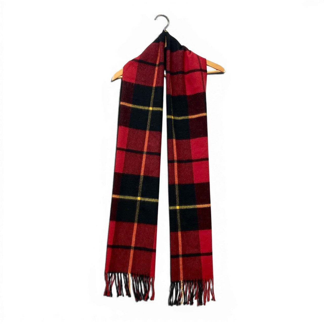 31g2 Johnstons of Elgin ジョンストンズ オブ エルガン 英国製 チェック柄 カシミヤマフラー レッド ブラック イエロー カシミア100％u02t