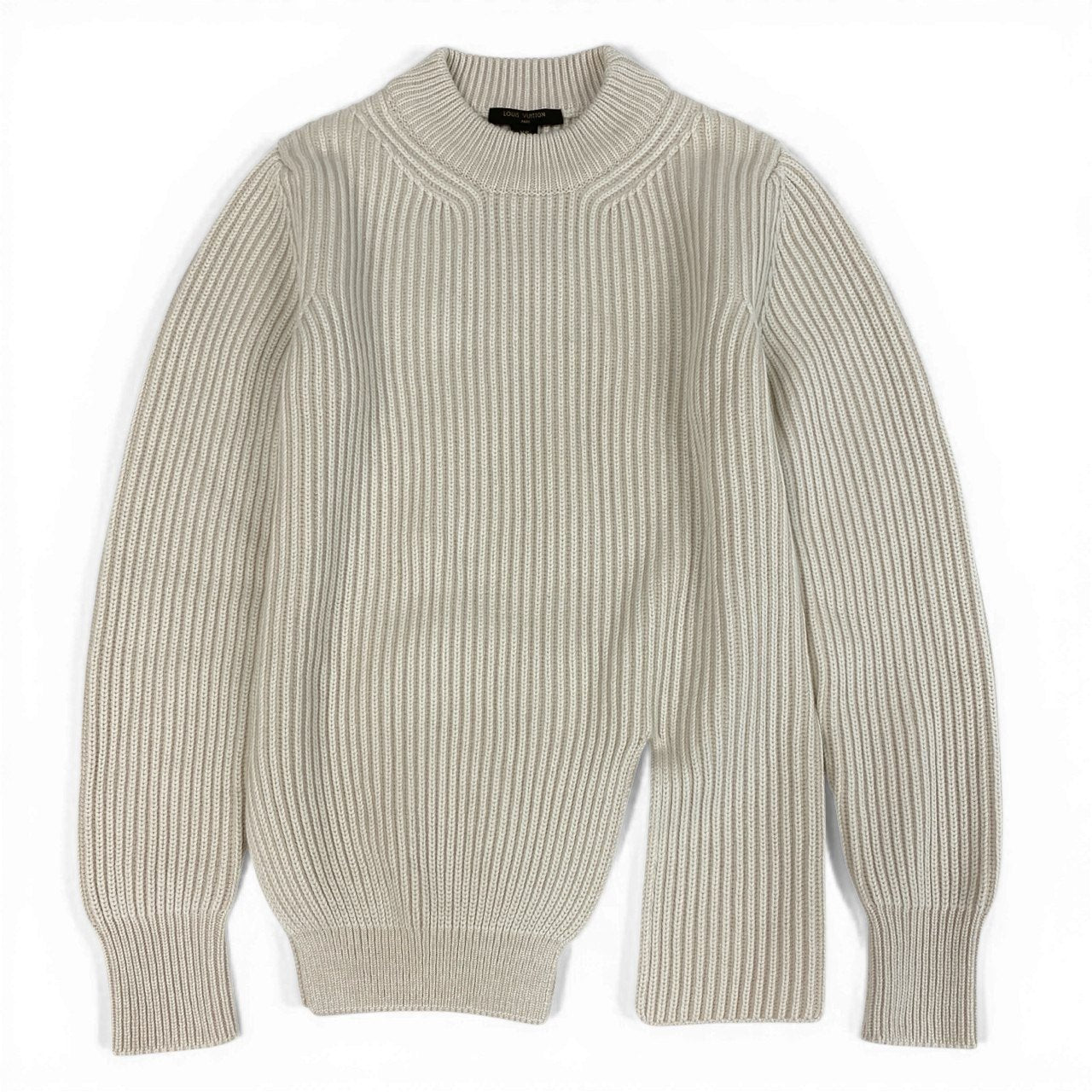 Id6 《美品》 LOUIS VUITTON ルイヴィトン スリット ボトルネックニットセーター Slit Knit Sweater サイズXS ホワイト モノグラムタブt18r