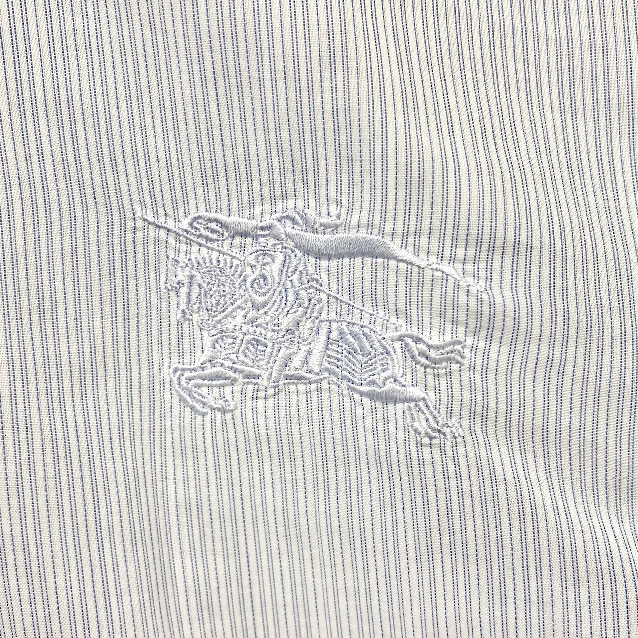 67e14 BURBERRY LONDON バーバリーロンドン ロングスリーブシャツ コットンシャツ ストライプ ロゴ刺繍  48サイズ ホワイト ブルー コットン100％ レディース 女性用u02t