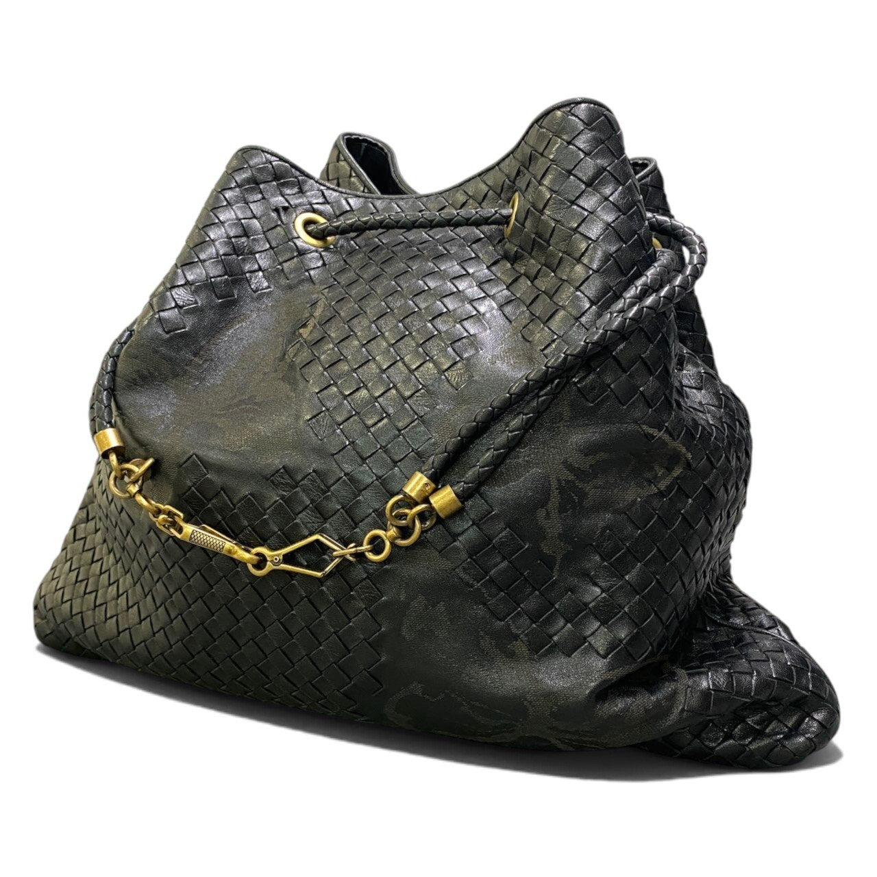 h29 BOTTEGA VENETA Intrecciato Butterfly トートバッグ ブラック レザー レディース 女性用ta1