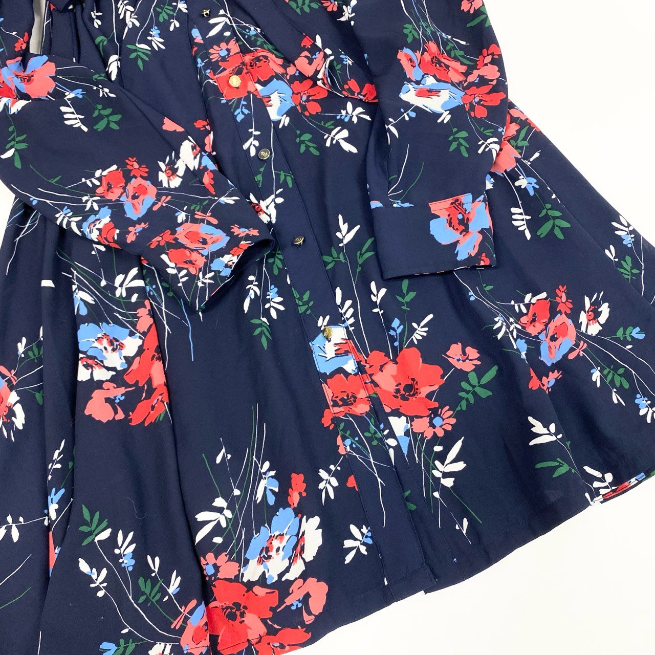 31b11 LAUREN RALPH LAUREN ローレンラルフローレン 長袖ロングワンピース 花柄ワンピース シフォン ペチコート付 8 170/96A マルチカラー ポリエステル100％ レディースo07t