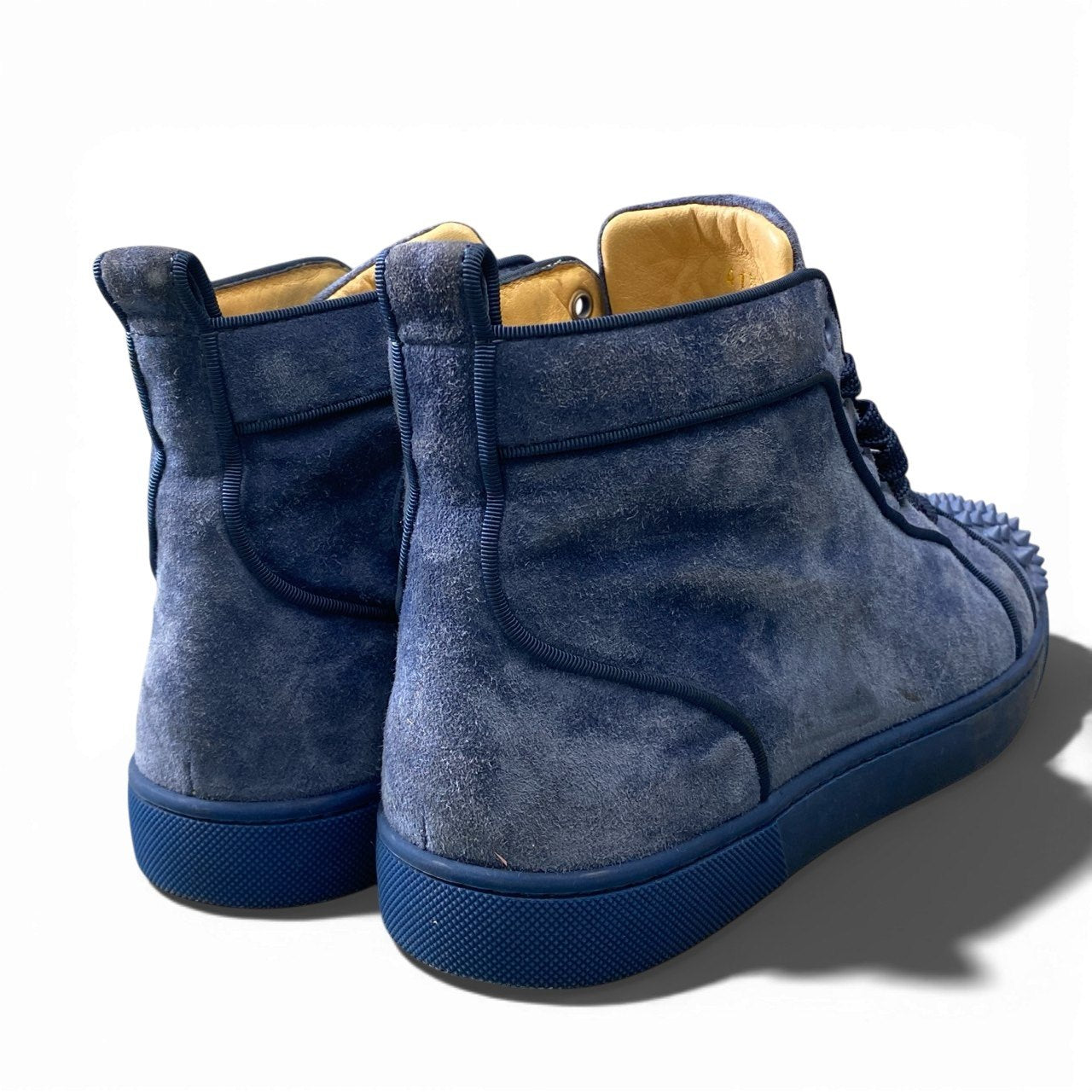 1a5 Christian Louboutin クリスチャンルブタン Lou spikes ハイカットスニーカー スタッズ スウェード  41 1/2サイズ ネイビー レザー メンズk02i