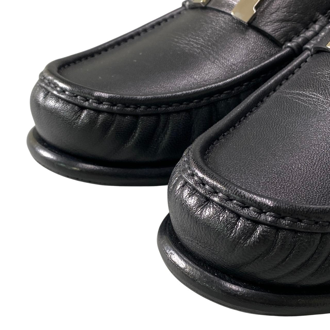 【美品】 HERMES エルメス モカシン カルロ シェーヴル パリバックル サイズ43 ブラック レザー メンズ 紳士靴k02i