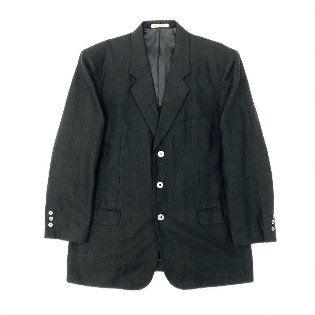 81L15 Papas パパス テーラードジャケット サマージャケット M ブラック リネン100 メンズu02t