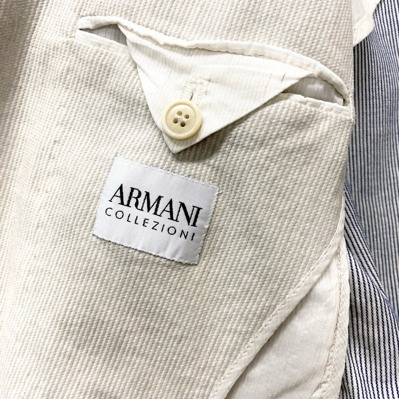 18c20 ARMANI COLLEZIONI アルマーニコレッツォーニ テーラージャケット サマージャケット 48 アイボリー メンズu02t