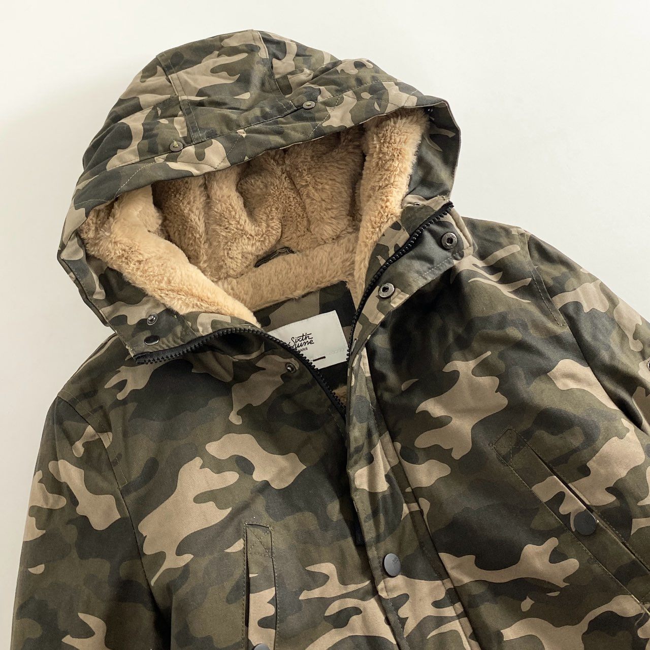 35g28 SIXTH JUNE シックススジューン Lining Fur Parka ライニングファーパーカ モッズコート アウター カモフラージュ カモフラ 迷彩柄 M2000COW S カーキ