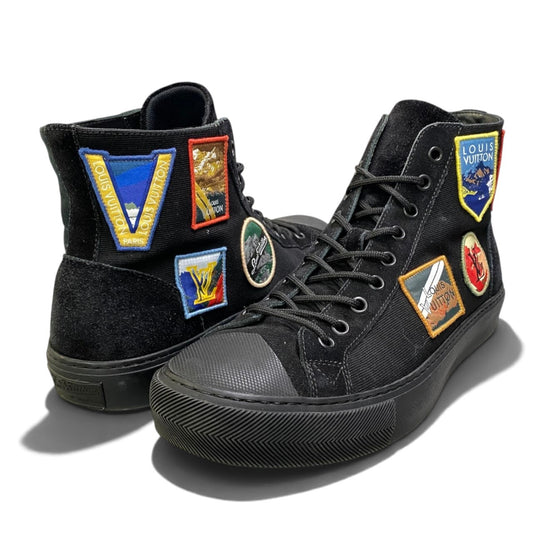 i2 【美品】 LOUIS VUITTON ルイヴィトン タトゥーライン アルプスワッペン ハイカットスニーカー サイズ7 ブラック メンズk02i